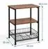 Relaxdays Plattenspieler-Tisch 3 Ebenen, Industrial, 64,5x40x30cm, Eisen/MDF, braun/schwarz