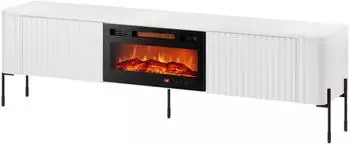 Mirjan24 TV-Lowboard Vera 190 EF mit Kamin, weiß, 190x55x40cm (800002000402)