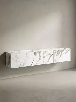 KADIMA DESIGN TV-Lowboard h&auml;ngend, Marmor-Optik, wei&szlig;, 160x30x30cm
