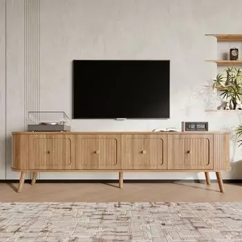 OKWISH TV-Schrank 180cm, MDF und Spanplatte, Eichenoptik, 4 T&uuml;ren