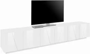 Web Furniture Ping Low XL TV-Schrank, 6 T&uuml;ren, wei&szlig; hochglanz, 243,8x44x46cm
