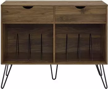 Mid.you Harmony Schallplattenst&auml;nder 2 Schubladen, Walnussoptik (43x79x99cm)