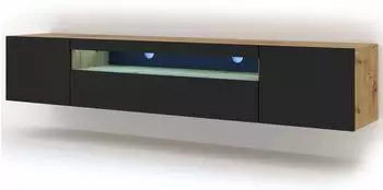 Bim Furniture Aura TV-Lowboard 200cm, Artisan Eiche/schwarz matt, LED