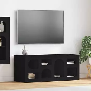 vidaXL ELST TV-Schrank, Holzwerkstoff, schwarz, 100x35x40cm