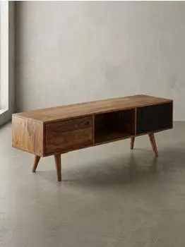 KADIMA DESIGN REPA TV-Lowboard Massivholz Sheesham, 2 T&uuml;ren, 140x35x45cm (4255632580284)