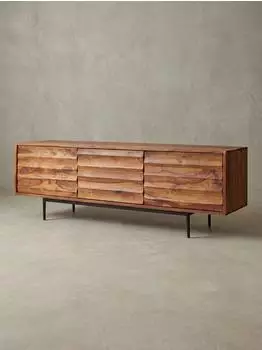 KADIMA DESIGN HiFi Lowboard WL5.636 Sheesham Massivholz, 147x50x38cm, 3 Türen (WL5.636)