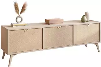 Lookway Aloe Lowboard Fischgr&auml;tenmuster Scandi, sandbeige, 158x52x38cm (800001808059)