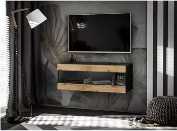 Komodee Tivoli RTV2 Hänge-TV-Schrank schwarz/Wotan-Eiche, 100x36x35cm