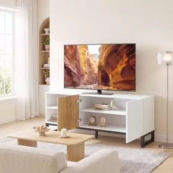 HomCom TV-Lowboard bis 55 Zoll, Soft-Close-Tür, weiß (83B-797V90WT)