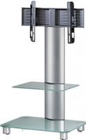 VCM 17095, VCM TV Standfu&szlig; "Bilano" Silber, mit Zwischenboden Mattglas inkl. Rollen