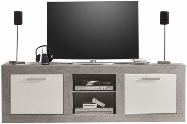 trendteam Pure TV-Lowboard 210 cm Beton-Optik/weiß Hochglanz