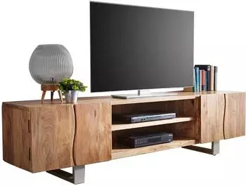 DeLife Live-Edge TV-Lowboard 200 cm 4 Türen 2 Fächer Akazie Natur