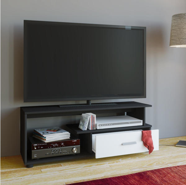 VCM Rimini TV-Lowboard 110 cm schwarz/weiß