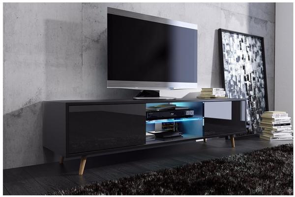 Lili-Design Rivano TV-Lowboard schwarz matt/schwarz Hochglanz