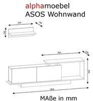 Alphamoebel Asos TV-Lowboard 1800 mm weiß/Walnuss