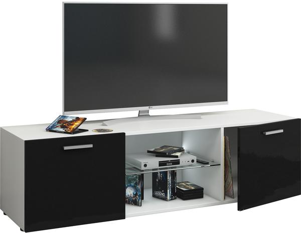 VCM Lowina TV-Lowboard 950 mm weiß/schwarz Hochglanz