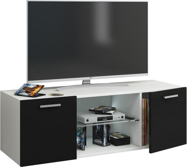 VCM Lowina TV-Lowboard 1150 mm weiß/schwarz Hochglanz