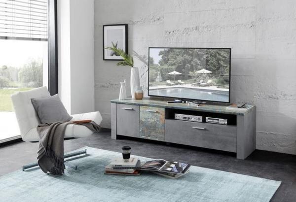 Innostyle TV-Unterteil in grau mit Absetzung in Metal Vintage Woody 22-01438