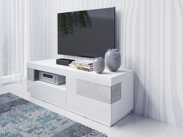 TRENDMANUFAKTUR Silke TV-Lowboard 160 cm weiß hochglanz/beton-optik