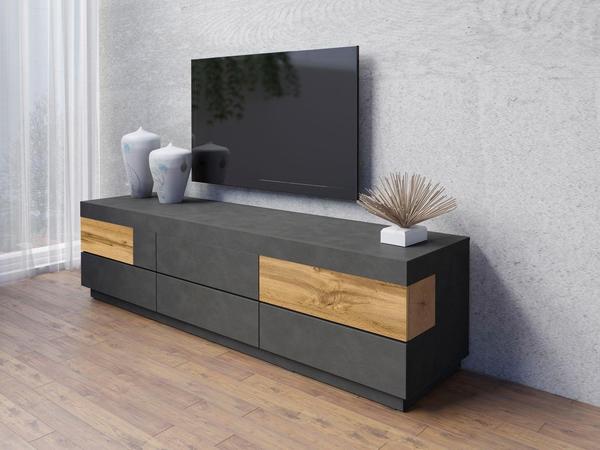 TRENDMANUFAKTUR Silke TV-Lowboard 206 cm anthrazit Matera/votaneichefarben