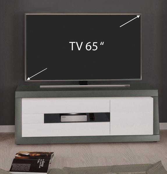 YOURHOME Magnus TV-Lowboard 1500 mm Hochglanz weiß/grau