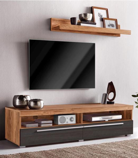 TRENDMANUFAKTUR TV-Lowboard 140 cm mit Wandregal satin nussbaumfarben/darkwood