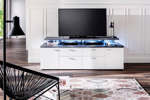 trendteam Mood TV-Lowboard 180 cm weiß/Beton Optik