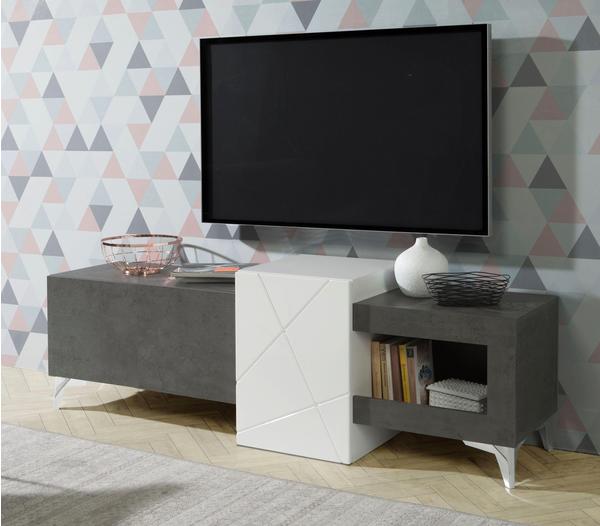 Forte Jalida TV-Lowboard 169,3 cm grau/weiß hochglanz