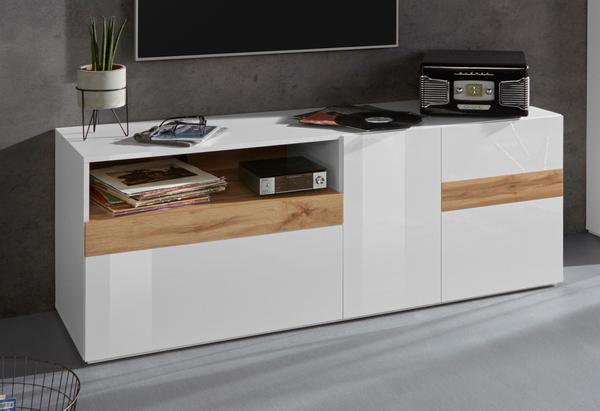 NECKERMANN Silke Light TV-Lowboard 169 cm weiß/weiß hochglanz/votaneichefarben