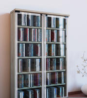 Holz CD DVD Stand Regal Schrank Galerie Glast&uuml;r