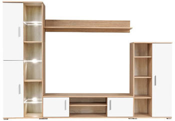 vidaXL TV Stand Mural LED Sonoma Oak and White