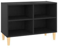 vidaXL TV-Schrank mit Massivholz-Beinen Schwarz 69,5x30x50 cm