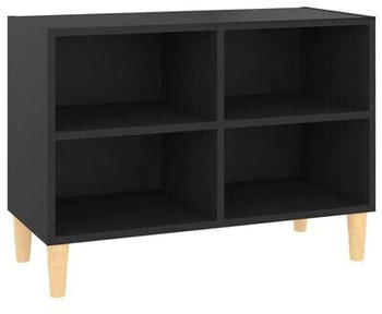 vidaXL TV Cabinet with Solid Wood Legs 69.5 x 30 x 50 cm black (805924)