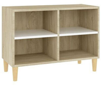 vidaXL TV Cabinet with Solid Wood Legs 69.5 x 30 x 50 cm white/Sonoma oak (805928)