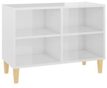 vidaXL TV Cabinet with Solid Wood Legs 69.5 x 30 x 50 cm high gloss white (805929)