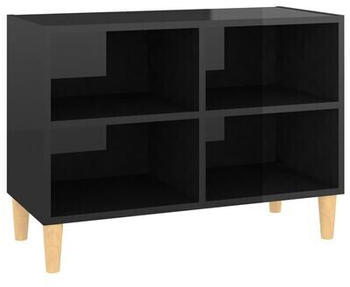 vidaXL TV Cabinet with Solid Wood Legs 69.5 x 30 x 50 cm high gloss black (805930)