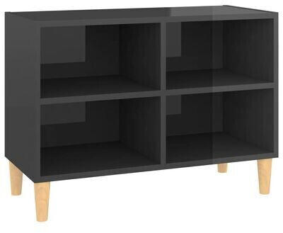 vidaXL TV Cabinet with Solid Wood Legs 69.5 x 30 x 50 cm high gloss grey (805931)