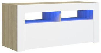 vidaXL TV Cabinet with LED Lights 90 x 35 x 40 cm white/Sonoma oak (804324)