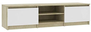 vidaXL TV Cabinet Engineered Wood 140 x 40 x 35,5 cm white/Sonoma oak (800653)