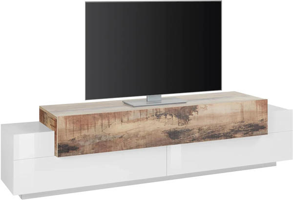 Tecnos Lowboard Coro Sideboards Gr. B/H/T: 200 cm x 51,6 cm x 45 cm, weiß (weiß hochglanz, ahornfarben) (32103823-0)