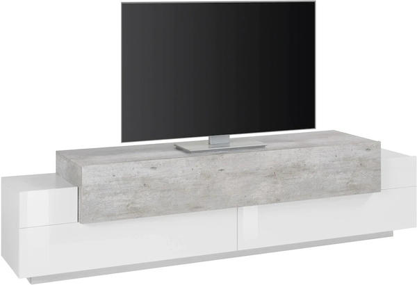Tecnos Lowboard Coro Sideboards Gr. B/H/T: 200 cm x 51,6 cm x 45 cm, weiß (weiß hochglanz, betonfarben) (16077049-0)
