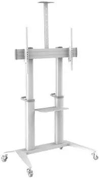 PureMounts Premium TV Cart Single Display mit Ablage, bis 120", weiß (PDS-0013C)