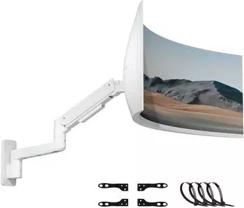 Putorsen Monitor-Wandhalterung Ultrawide 17-49 Zoll, h&ouml;henverstellbar, 20kg, VESA 75/100/200mm, wei&szlig;