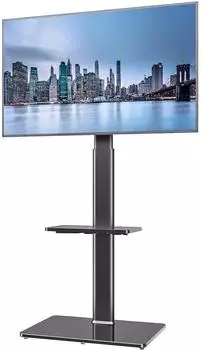 LuxusKollektion TV-Standfu&szlig; HT2001BP h&ouml;henverstellbar, 2 Regale, 19-42 Zoll, schwarz (HT2001BP)