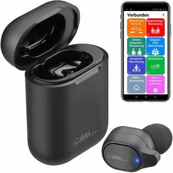 Callstel 2-in-1-Live-Übersetzer In-Ear-Mono-Headset mit Powerbank-Box (HZ3100)