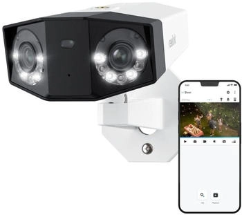 reolink 8K 16MP PoE Dual-Objektiv Outdoor 180Panorama Person/Fahrzeug/Tiererkennung Farbnachtsicht Zwei-Wege-Audio IP67 (PCDUOB8K01)