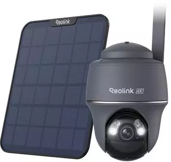 reolink Akku Go PT Ultra + Solarpanel (8MP 4K ntelligente Erkennung 355&deg; & 140PTZ it 32GB microSD) Grau