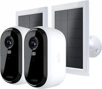 Arlo Essential Gen.2 2K Outdoor-Sicherheitskamera mit Solar Panel, 2er-Pack, Wei&szlig; (VMK3250-100EUS)