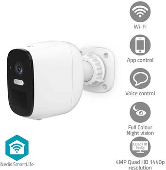 Nedis WIFICBO32WT Aufladbare Smart-Kamera Sensor 4MP HD 1440p 5V/5200mAh Wi-Fi IP66
