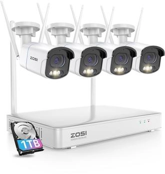 ZOSI 4MP Set 8CH 1TB NVR 4X WiFiOutdoor Set Personen- und Fahrzeugerkennung 2-Wege Audio Farbnachtsicht (6941709245832)